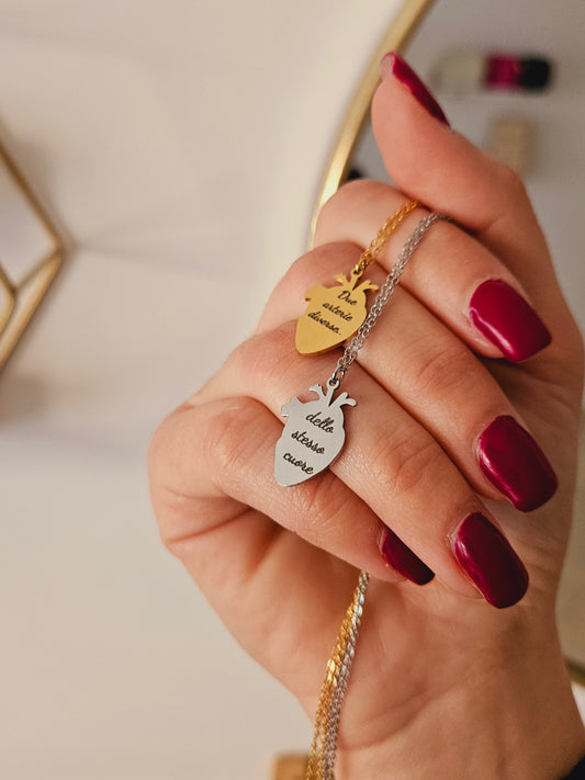 Collana cuore anatomico con incisione personalizzata